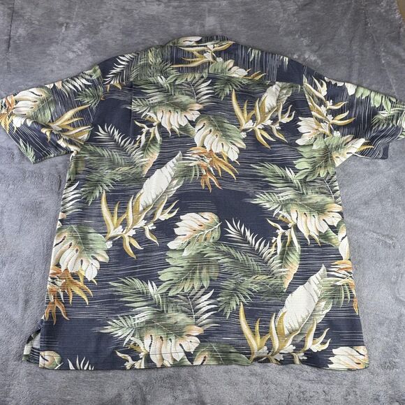 Tommy Bahama Shirt Mens XL Blue Silk Hawaiian Camp Tropical Palm Loop Collar - Picture 11 of 13